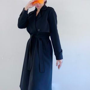 Theory Black tie belt Trench Coat size Small